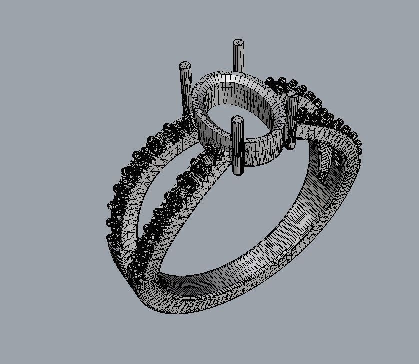 Oval Gemstone Ring 3D print model_14