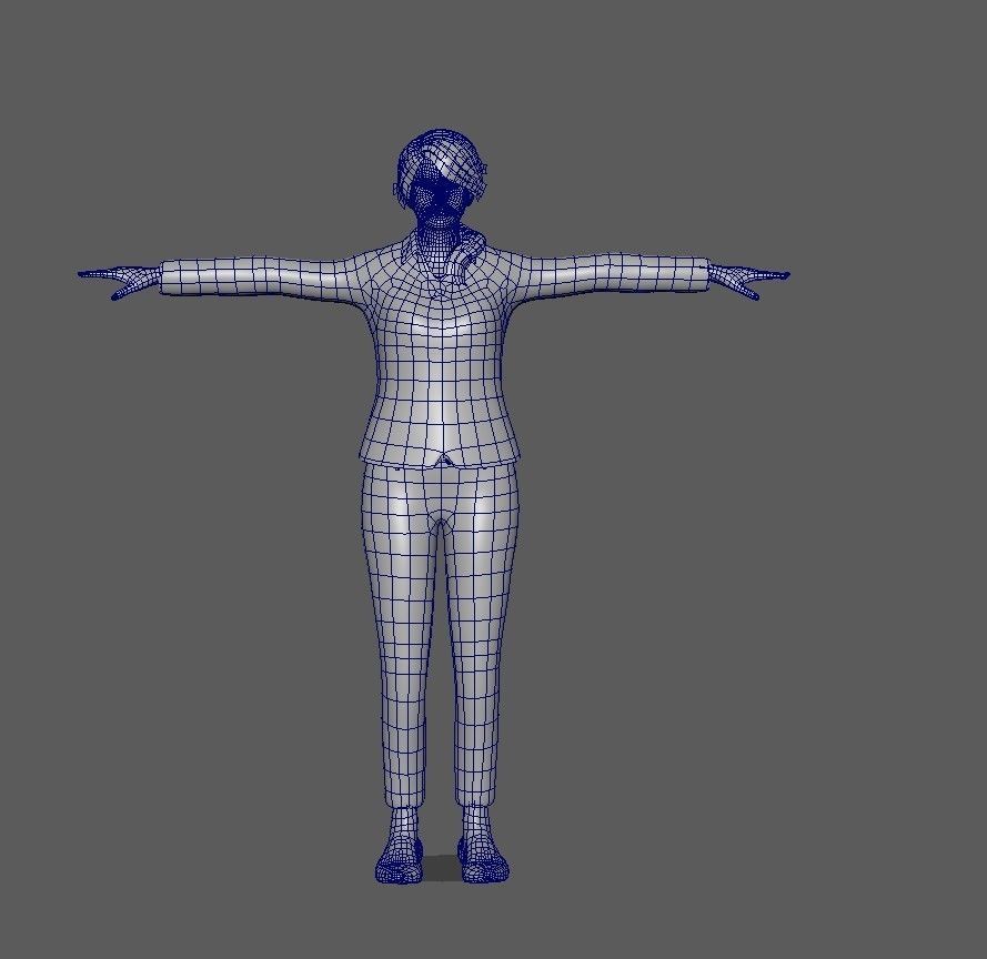 Business Woman Character rigged Low-poly 3D model_59