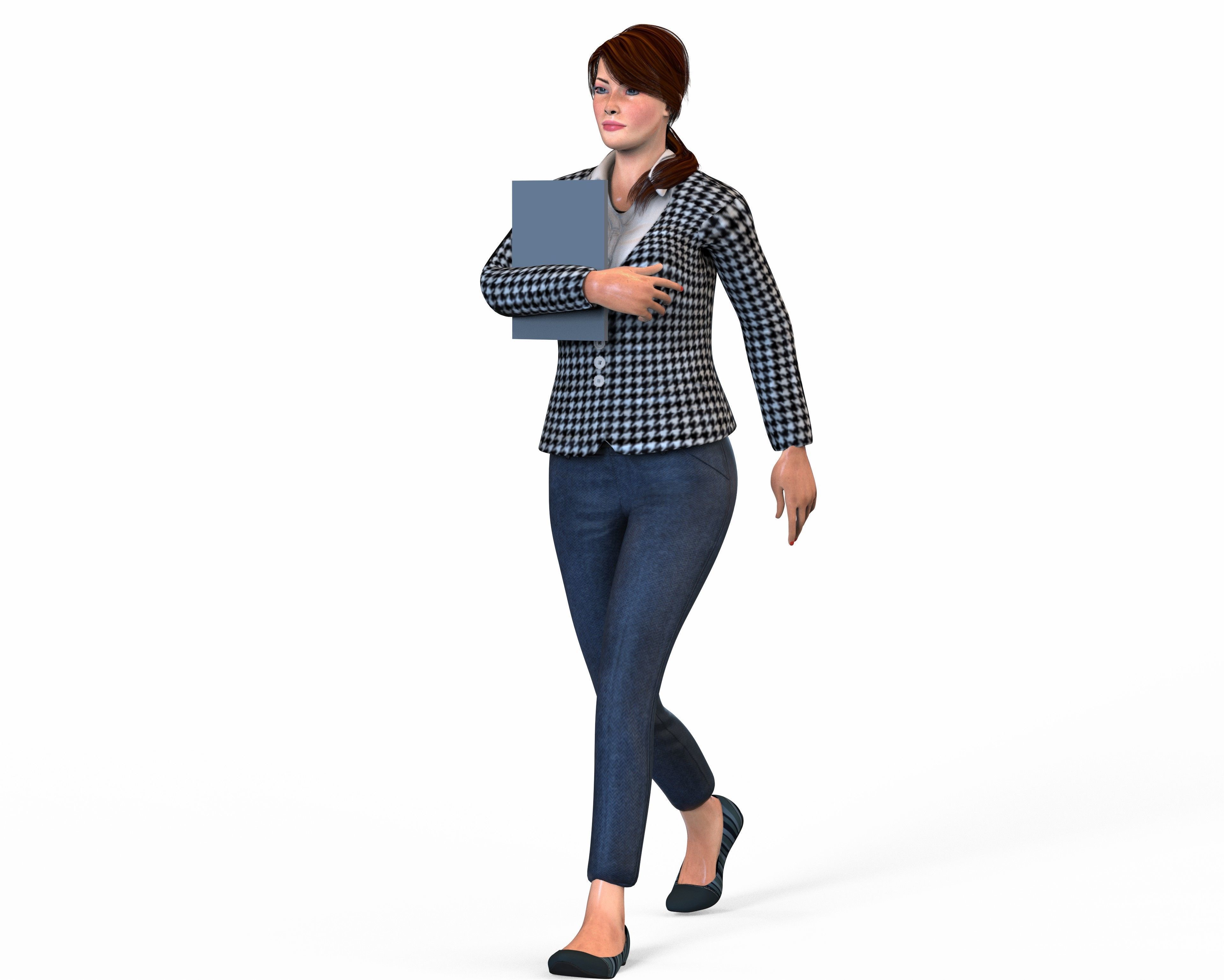 Business Woman Character rigged Low-poly 3D model_47