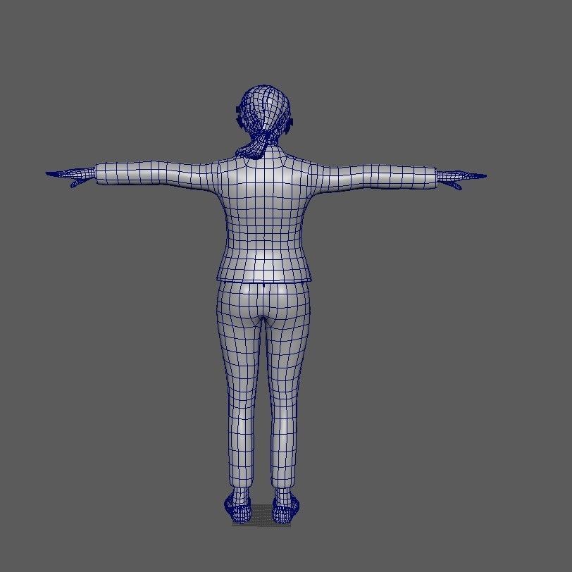 Business Woman Character rigged Low-poly 3D model_65