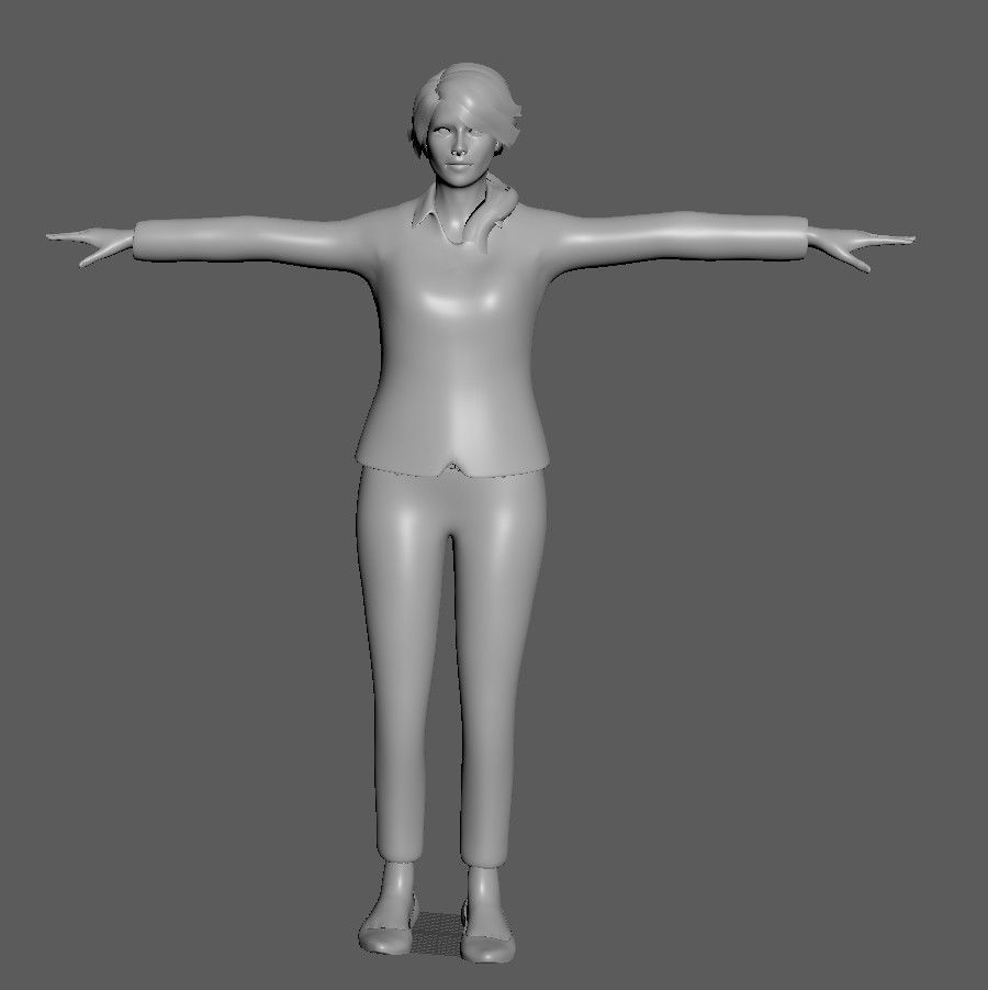Business Woman Character rigged Low-poly 3D model_4