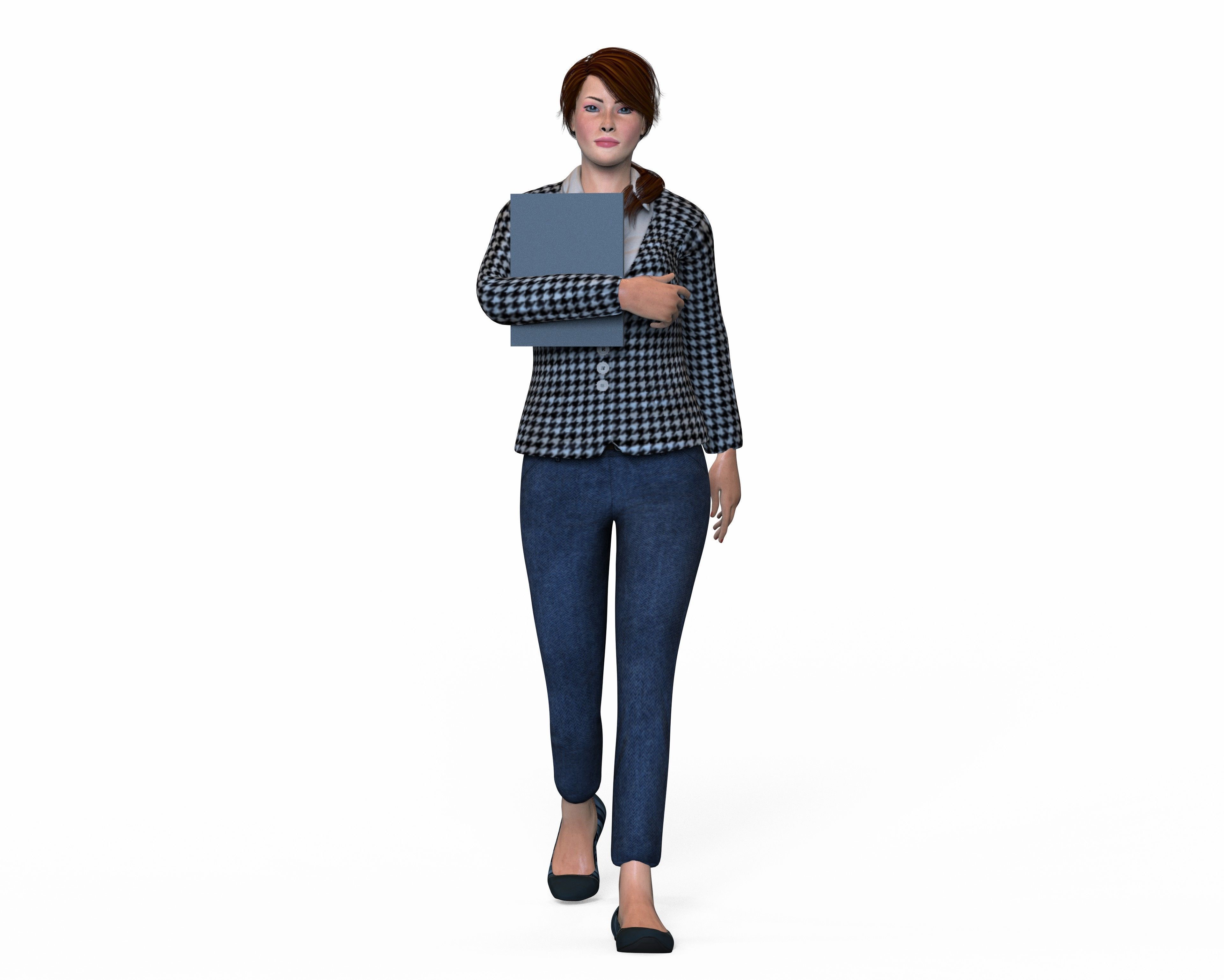 Business Woman Character rigged Low-poly 3D model_57