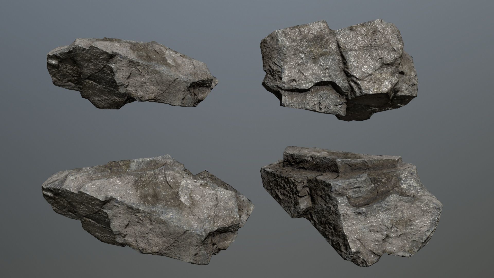 Rock Set 18 Low-poly 3D model_7