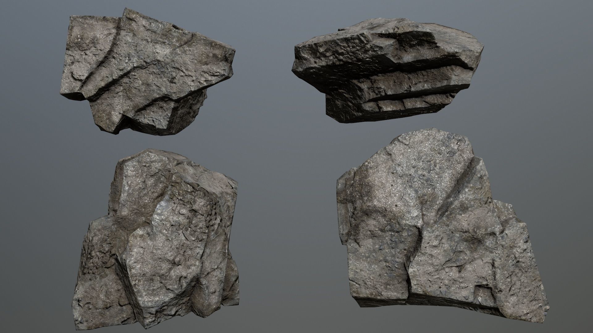 Rock Set 18 Low-poly 3D model_3