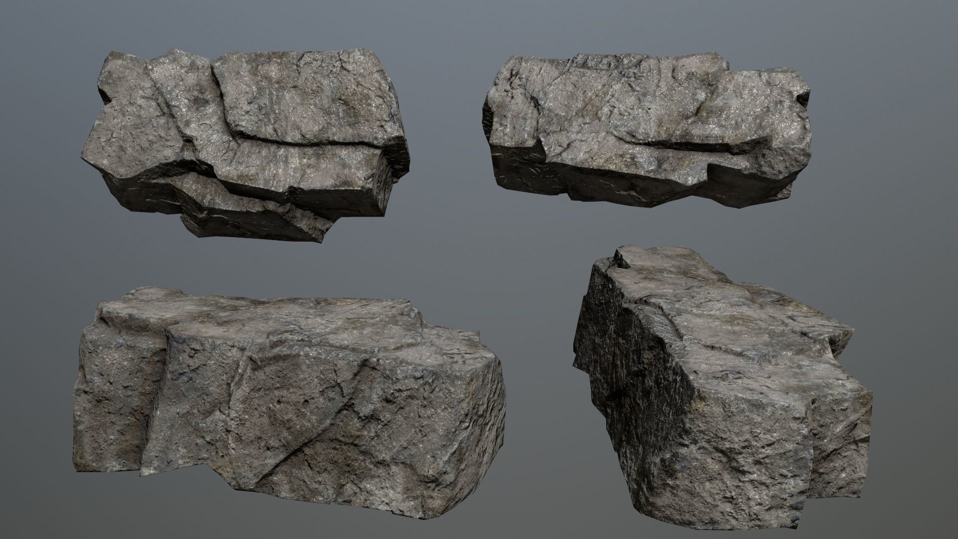 Rock Set 18 Low-poly 3D model_2