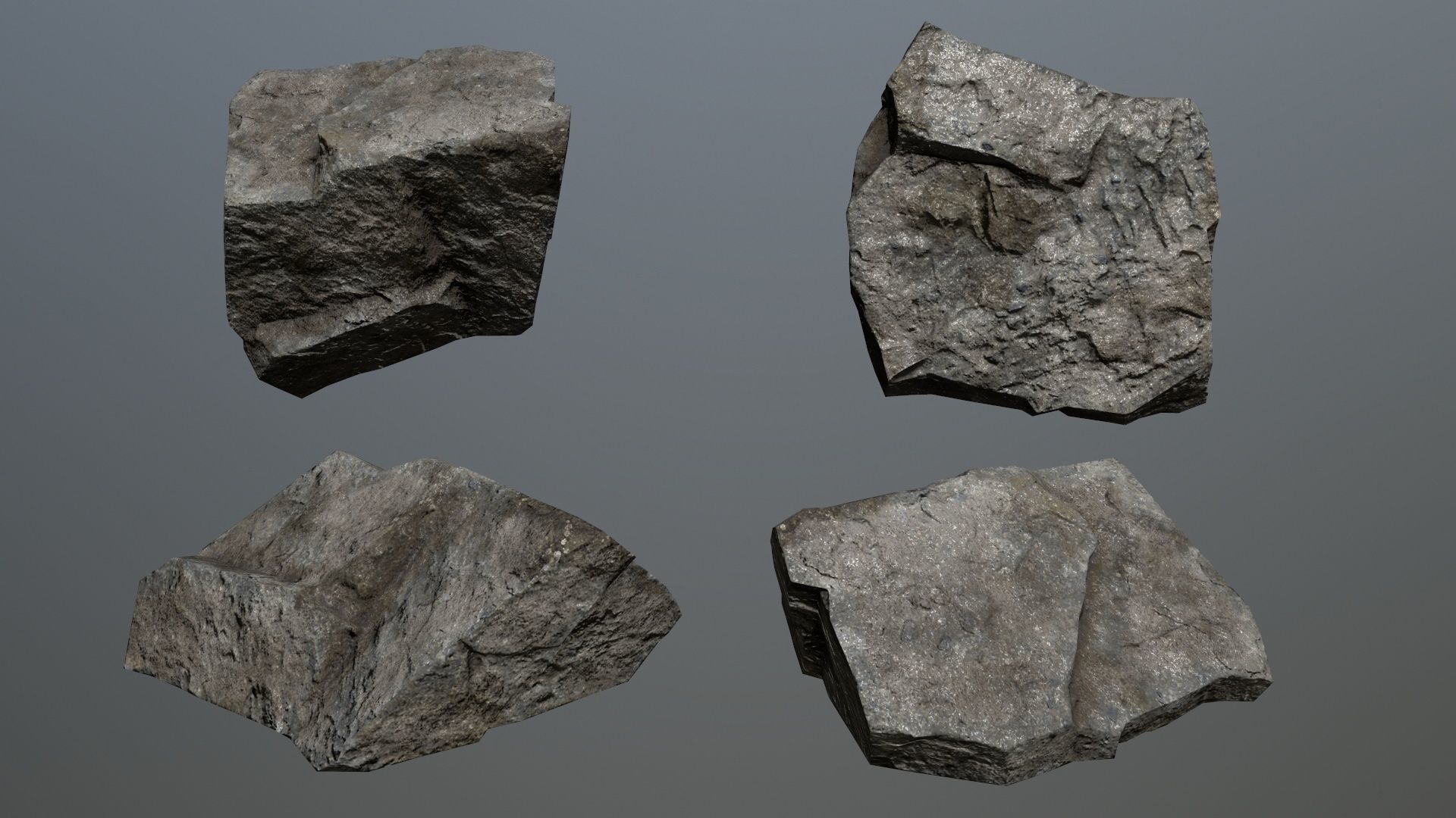 Rock Set 18 Low-poly 3D model_4