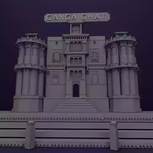 Ganga Ghat Varanasi Fort Low-poly 3D model
