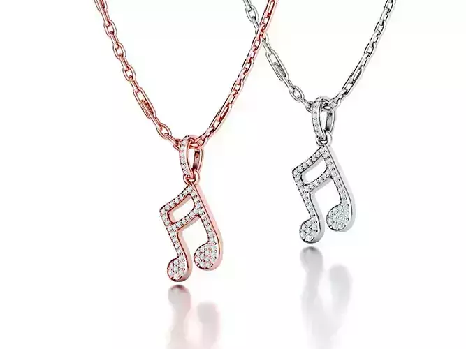 Diamond Music Note Pendant 17mm Music Necklace 3dmodel 3D print model