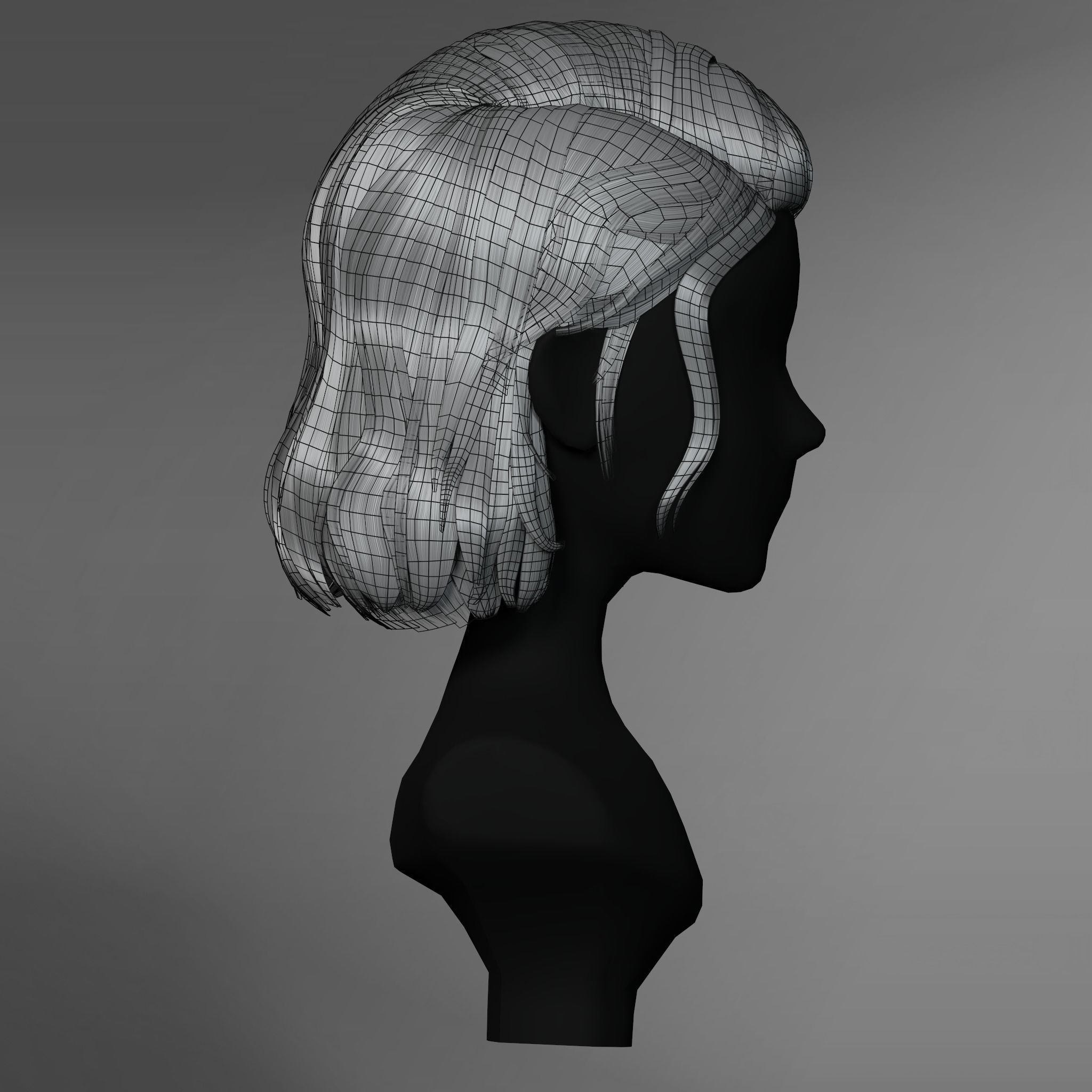 Game Hair - Female Hairstyle V4 Low-poly 3D model_12