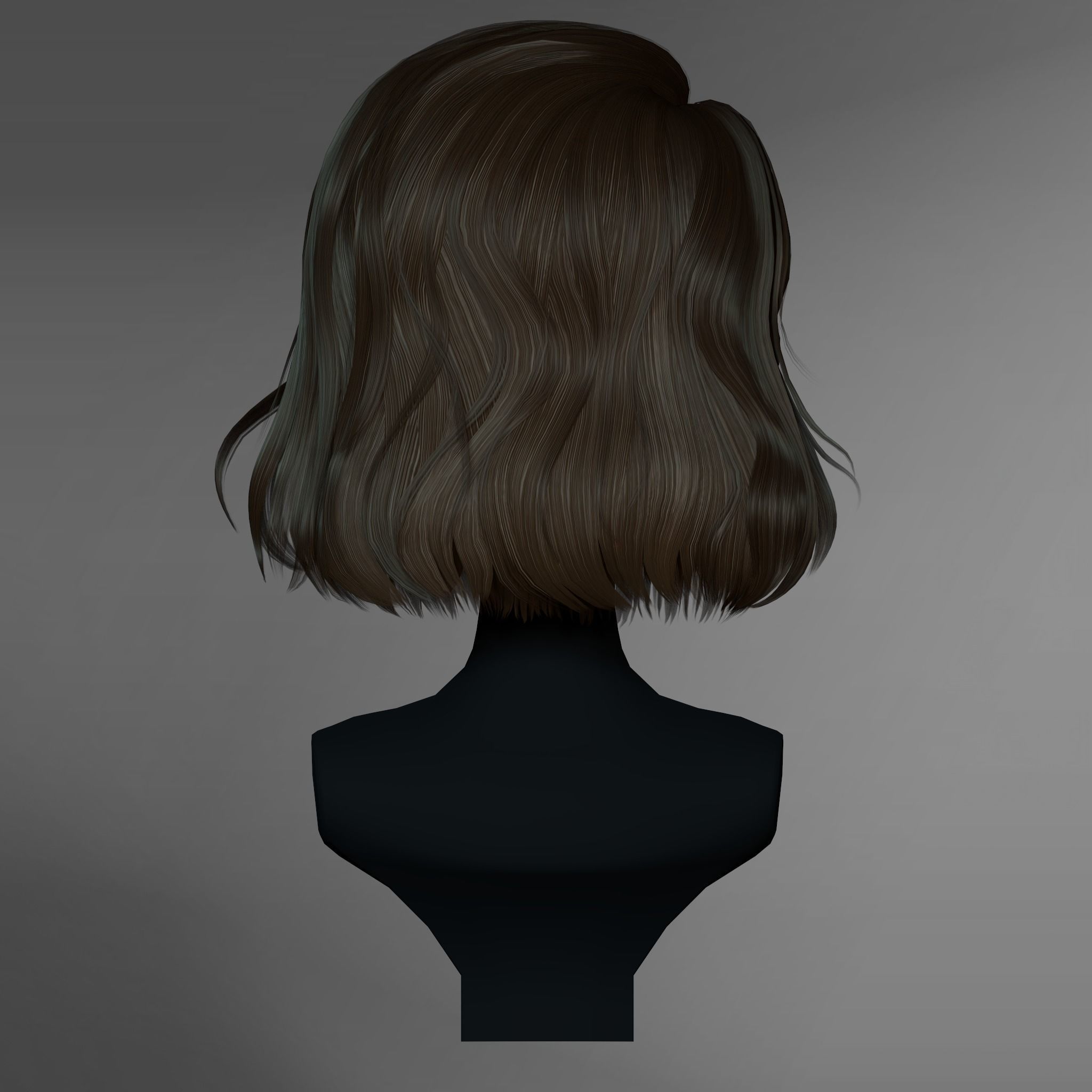 Game Hair - Female Hairstyle V4 Low-poly 3D model_7
