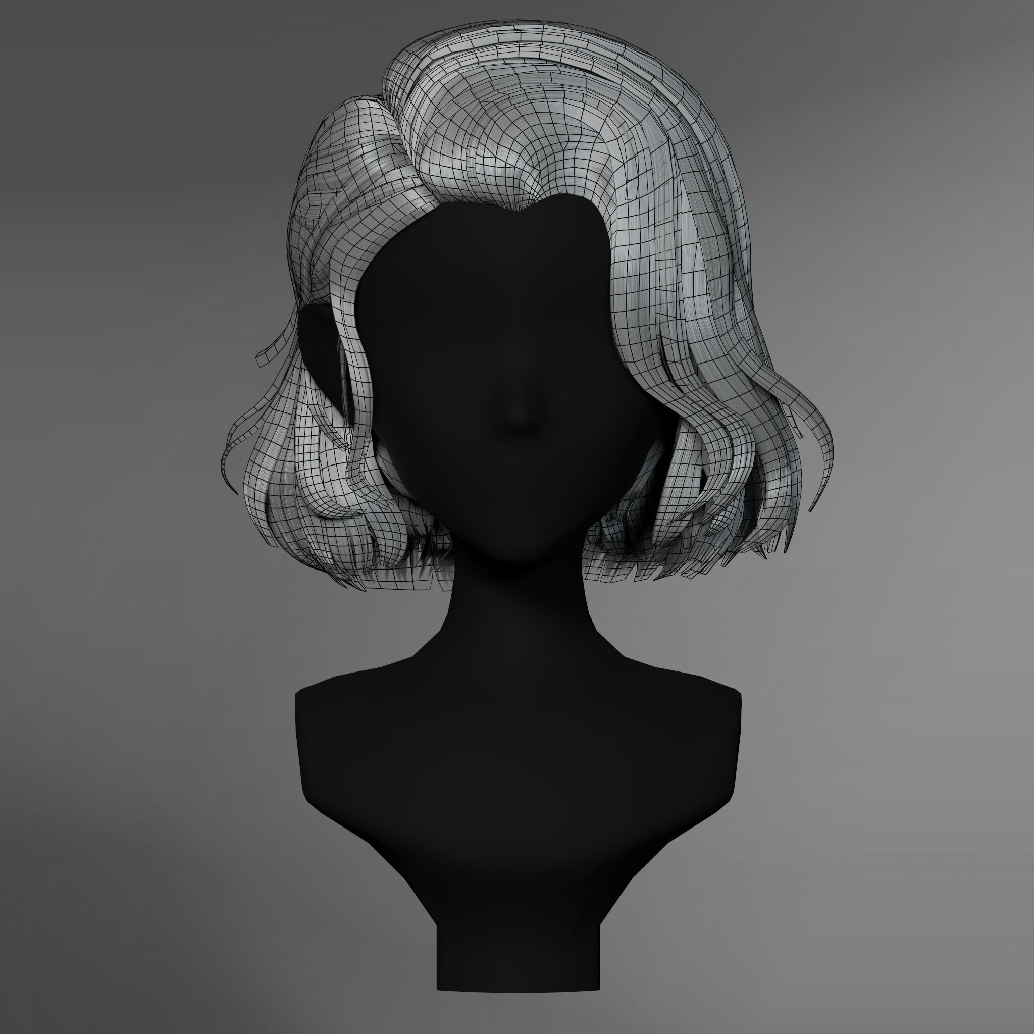 Game Hair - Female Hairstyle V4 Low-poly 3D model_10
