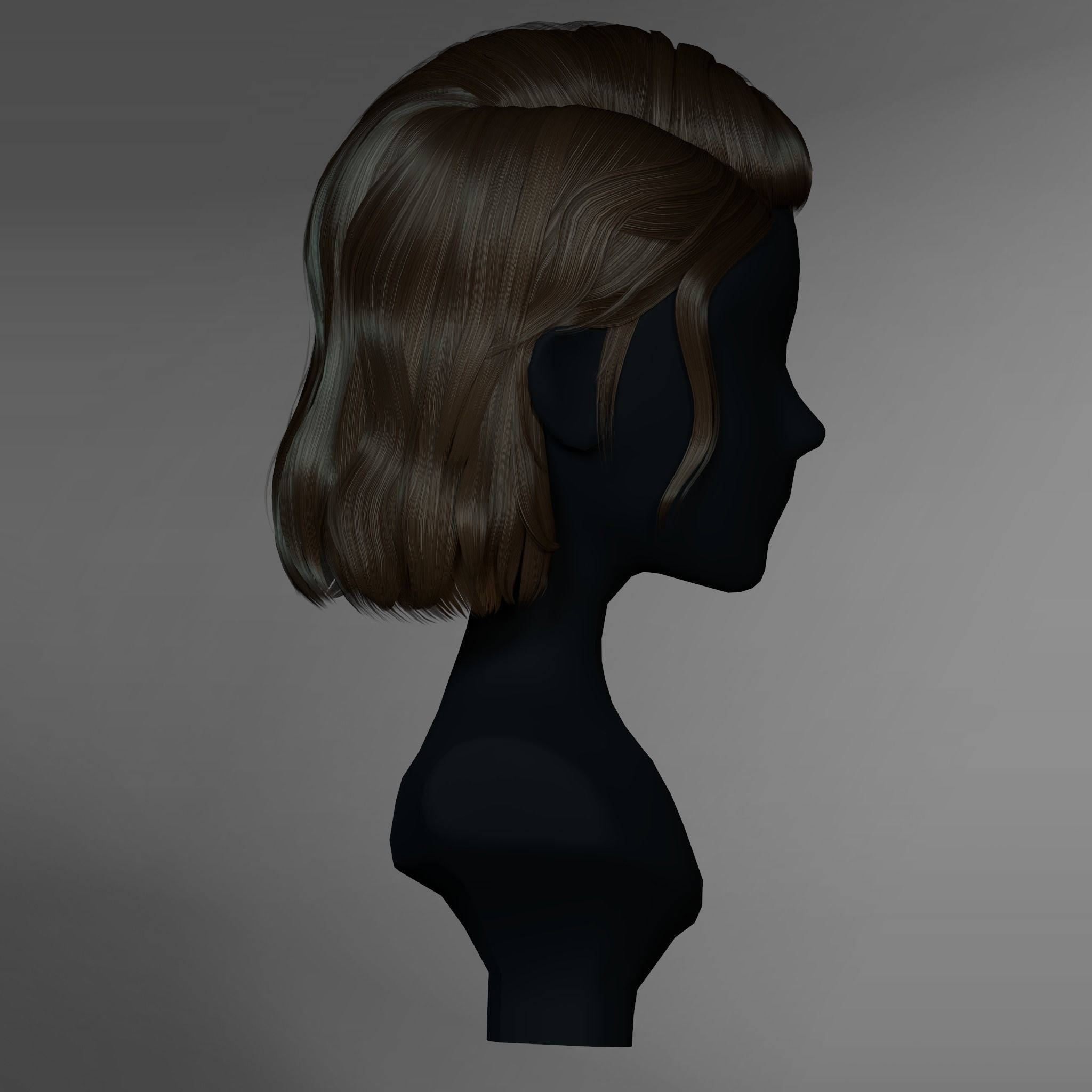 Game Hair - Female Hairstyle V4 Low-poly 3D model_8