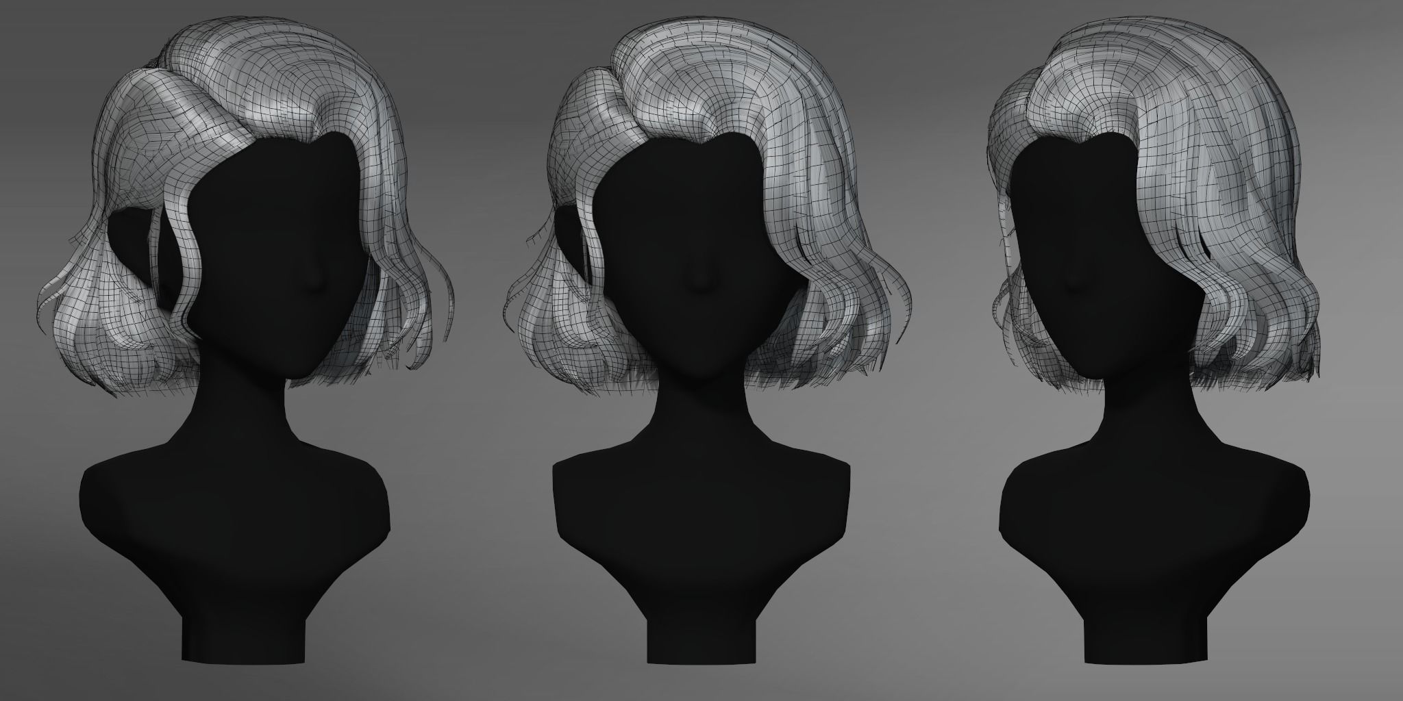 Game Hair - Female Hairstyle V4 Low-poly 3D model_4