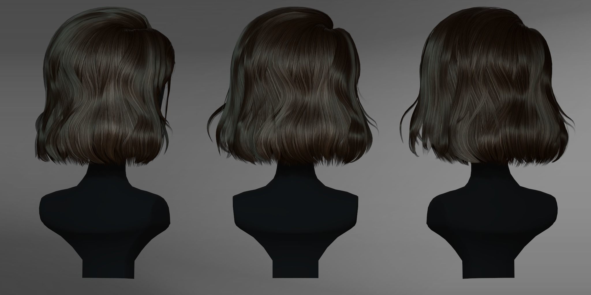 Game Hair - Female Hairstyle V4 Low-poly 3D model_3