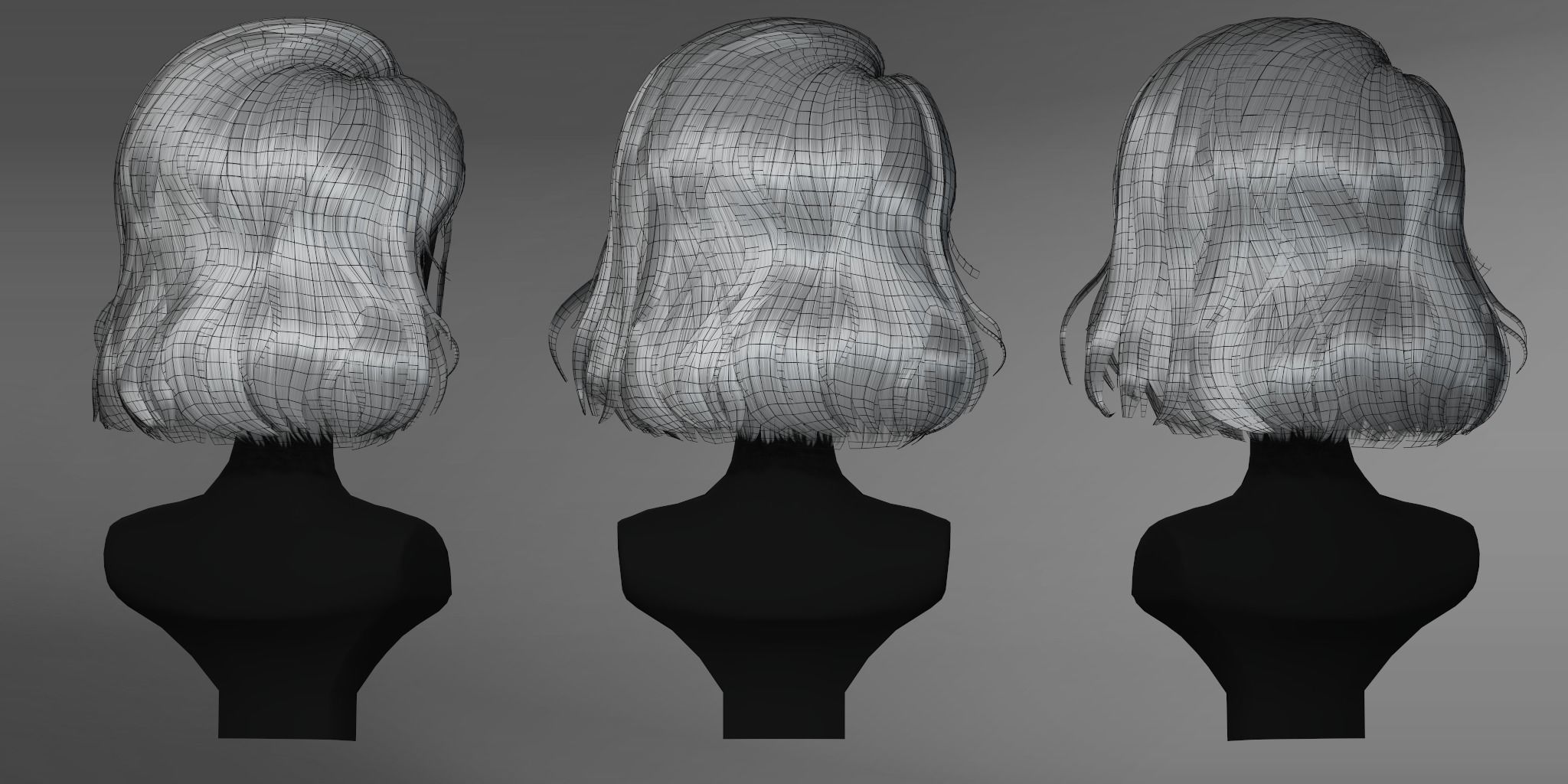 Game Hair - Female Hairstyle V4 Low-poly 3D model_5