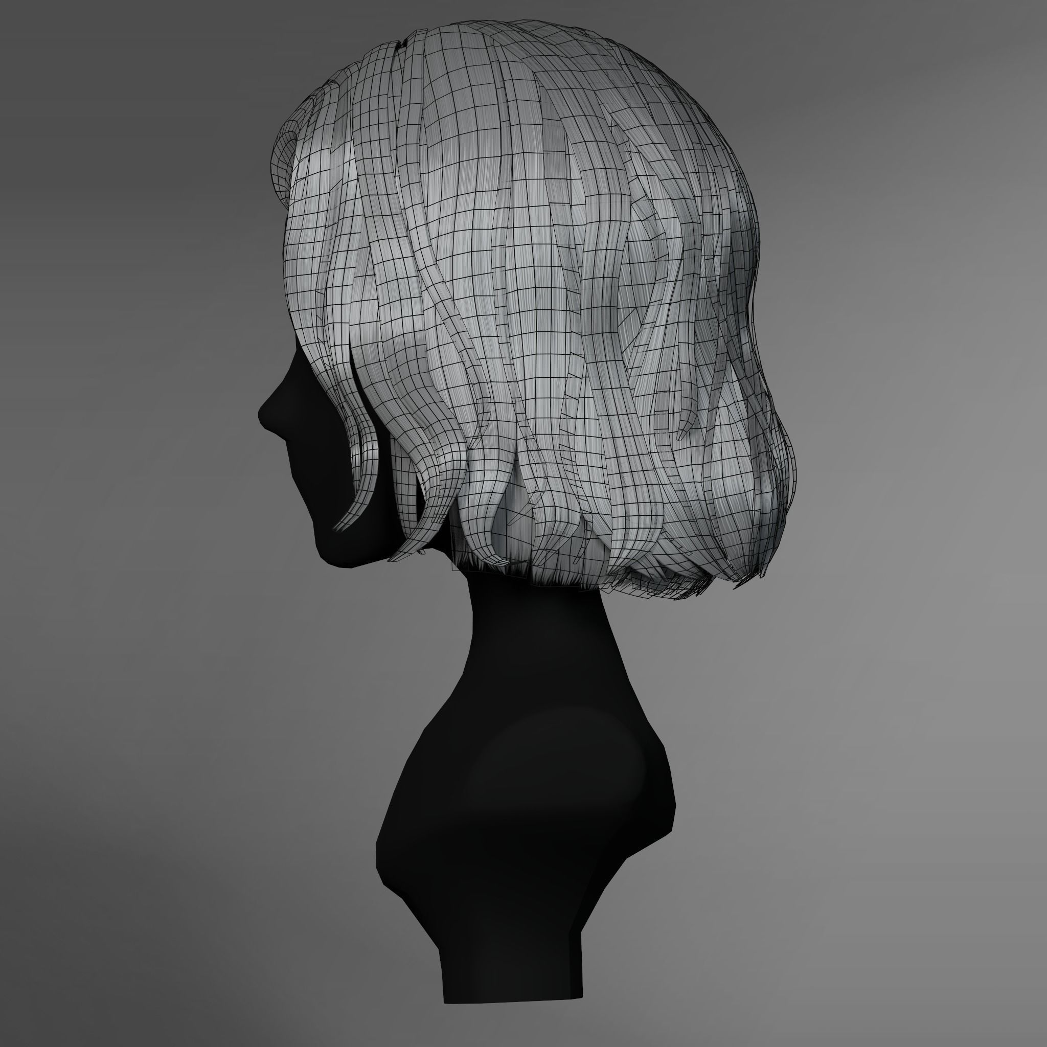 Game Hair - Female Hairstyle V4 Low-poly 3D model_13