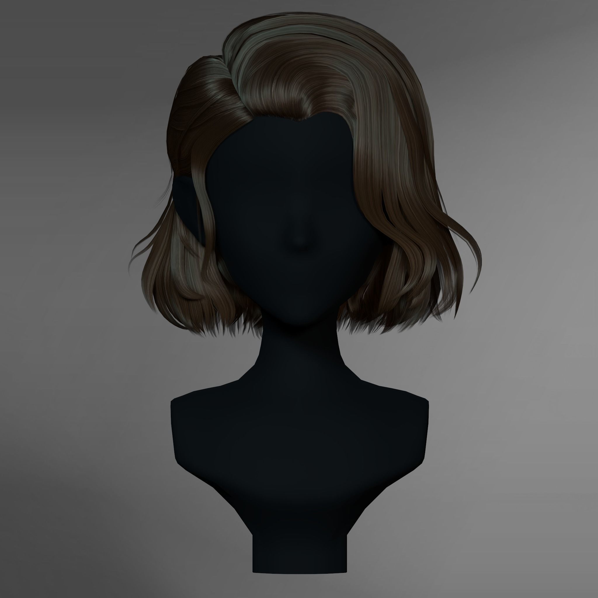 Game Hair - Female Hairstyle V4 Low-poly 3D model_6