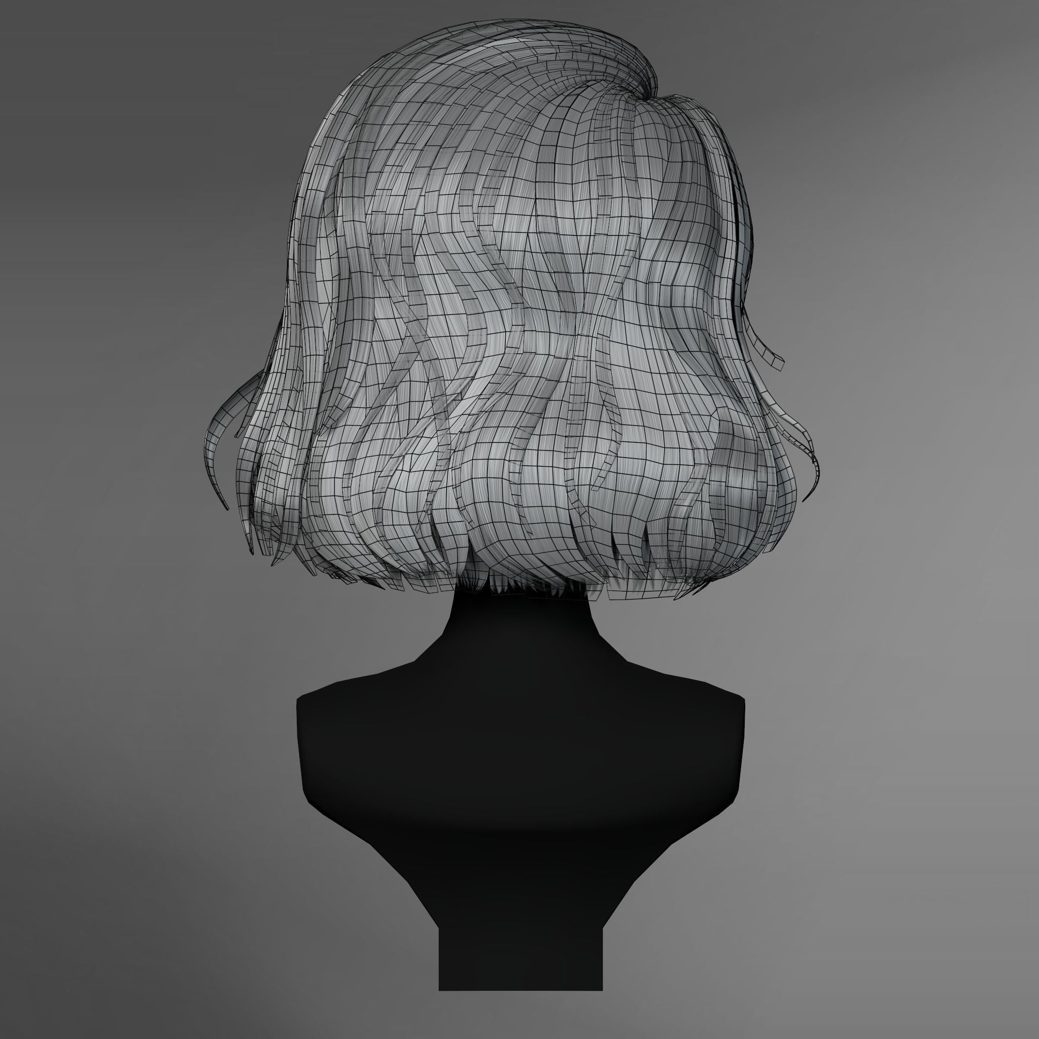 Game Hair - Female Hairstyle V4 Low-poly 3D model_11