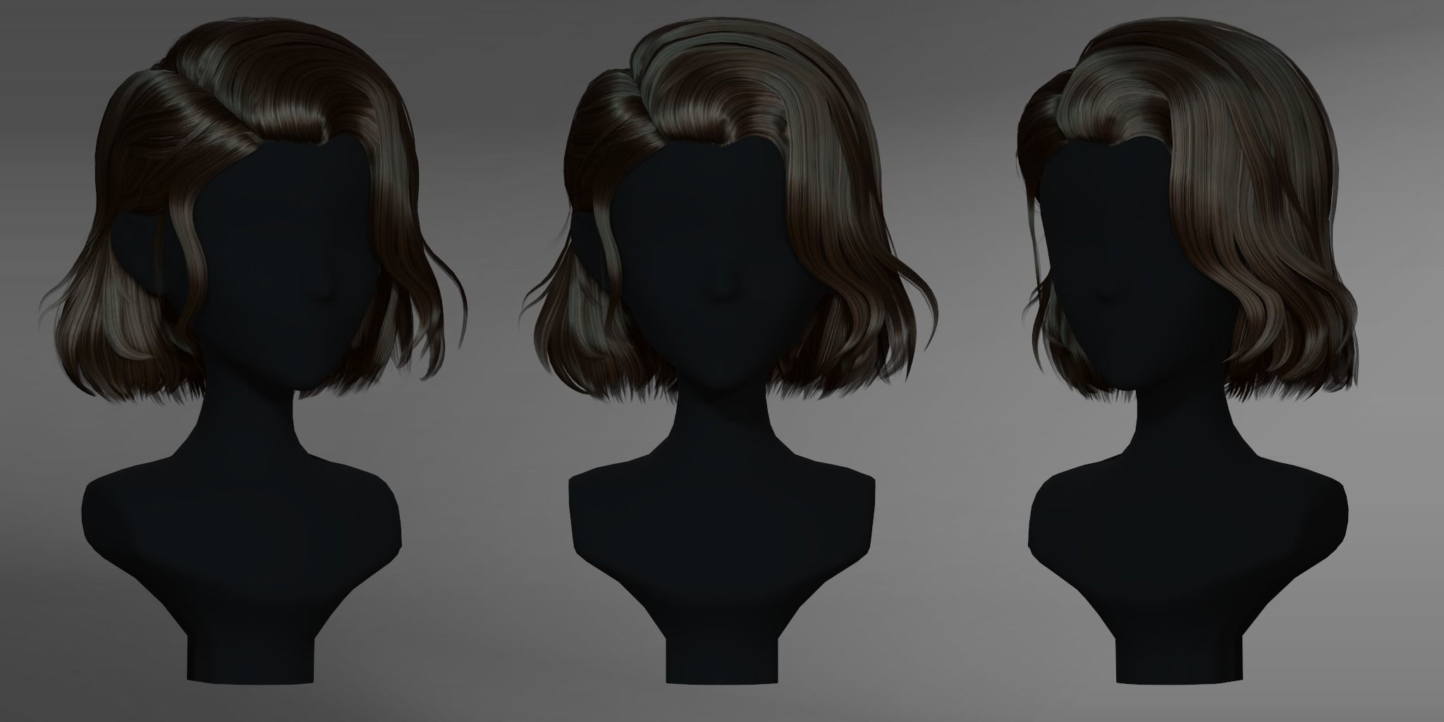 Game Hair - Female Hairstyle V4 Low-poly 3D model_2