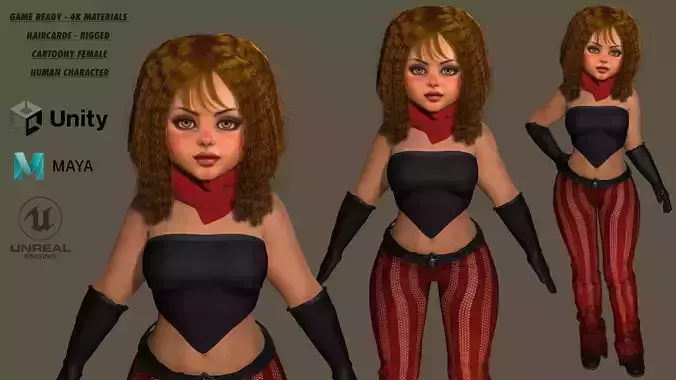 AAA 3D Cartoon Barbie Girl 04 -Realistic Stylized Game Character Low-poly 3D model