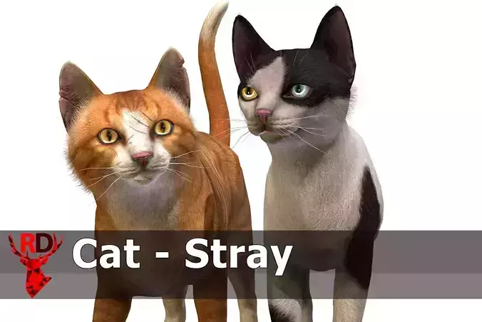 Cats -Stray Low-poly 3D model