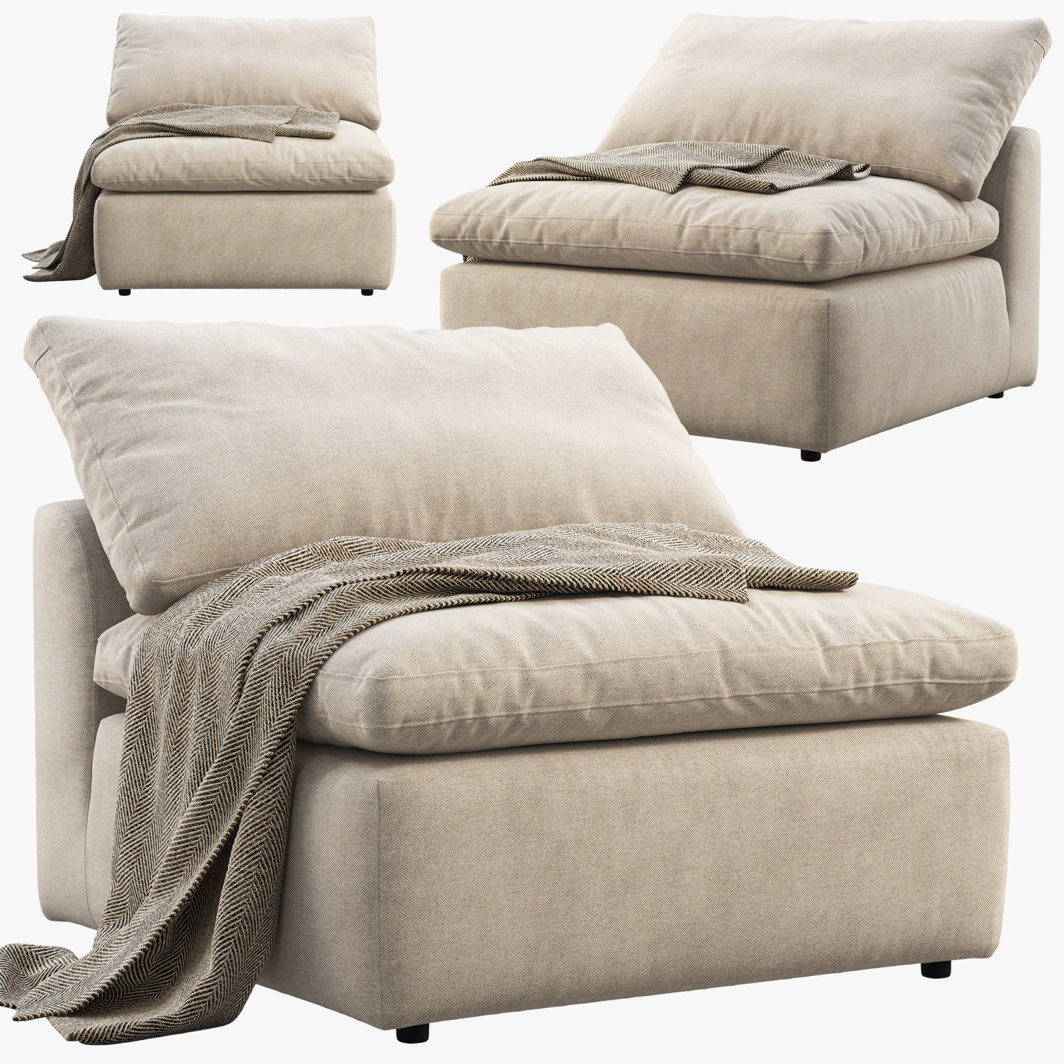 Joybird Bryant Armless Chair 3D model_1