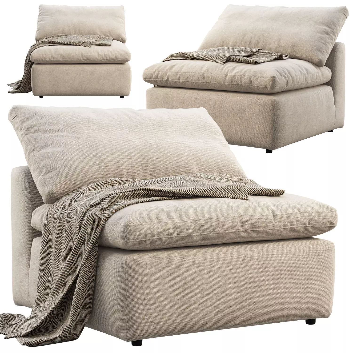 Joybird Bryant Armless Chair 3D model_0