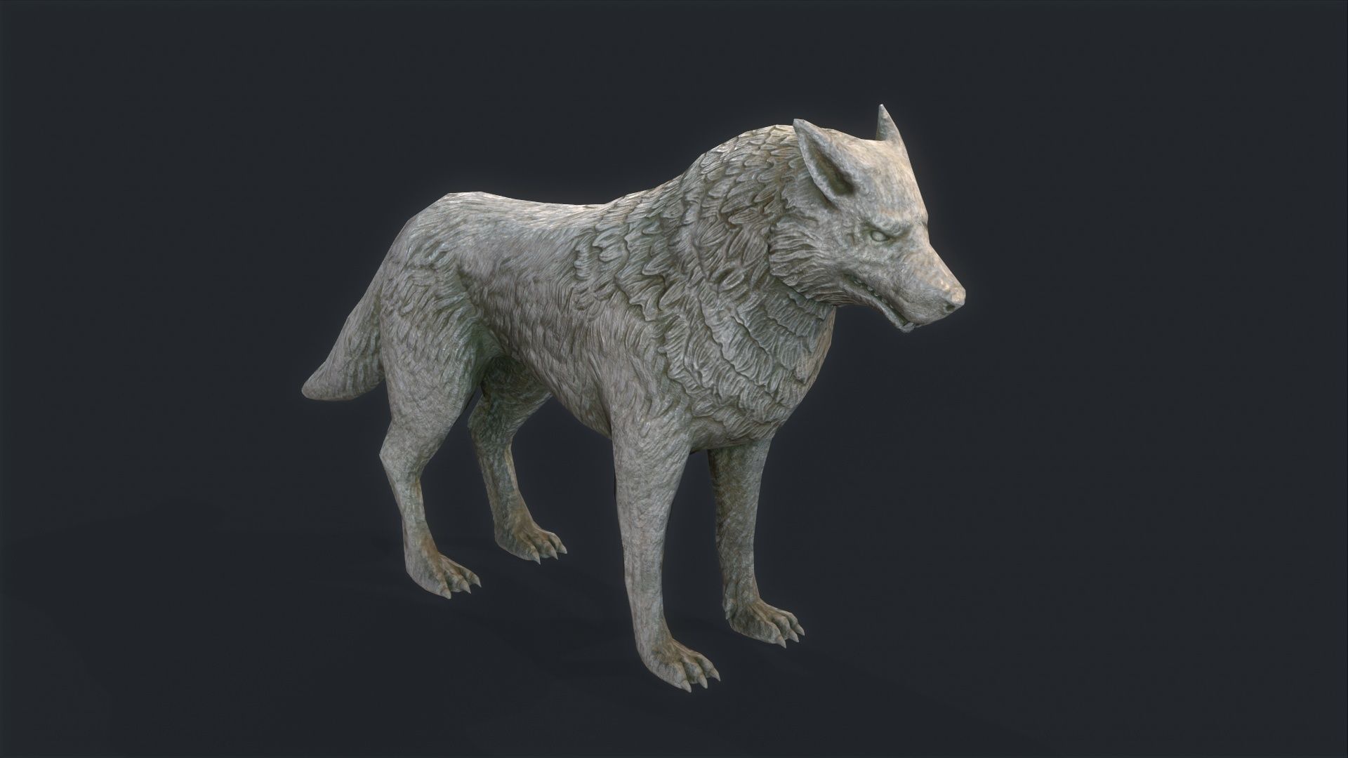  Wolf Statue Low-poly 3D model_2