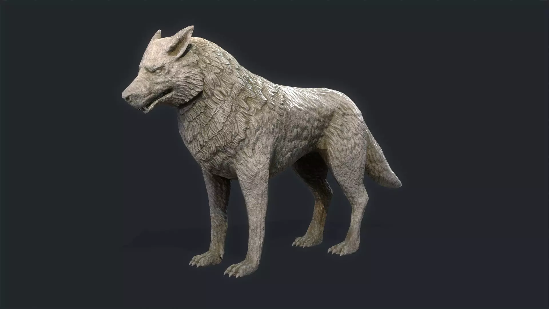  Wolf Statue Low-poly 3D model_0