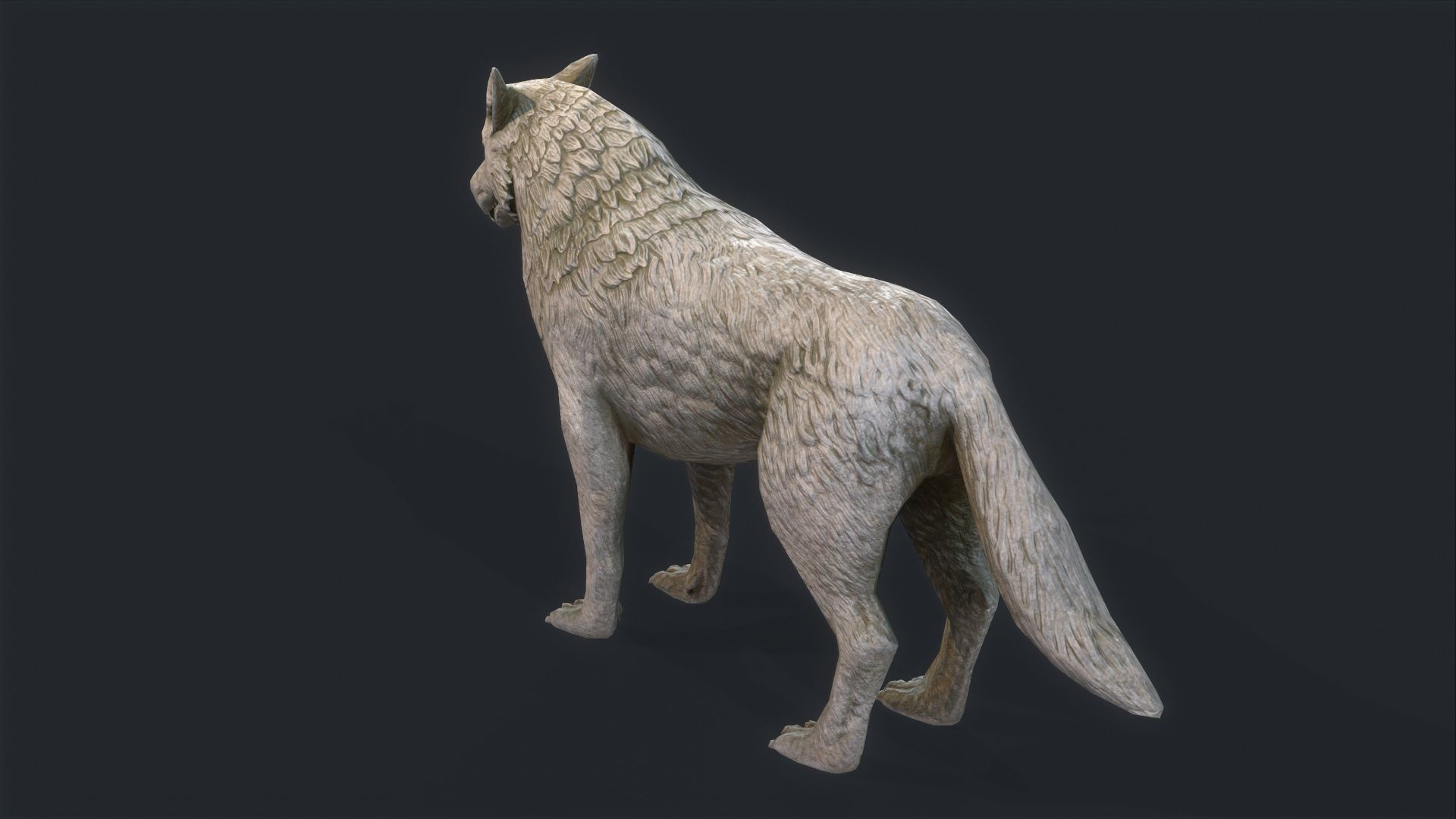  Wolf Statue Low-poly 3D model_3
