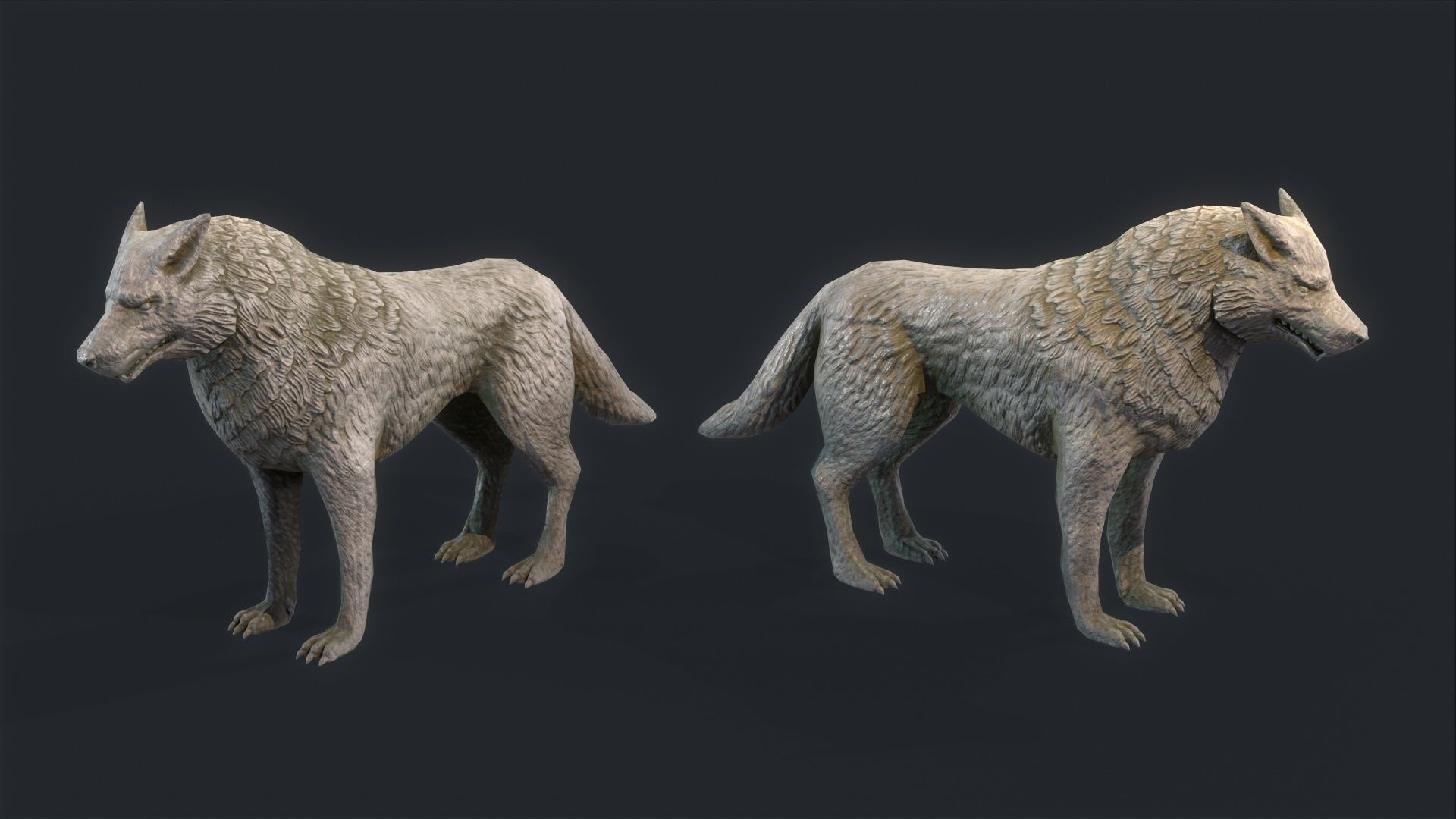  Wolf Statue Low-poly 3D model_5