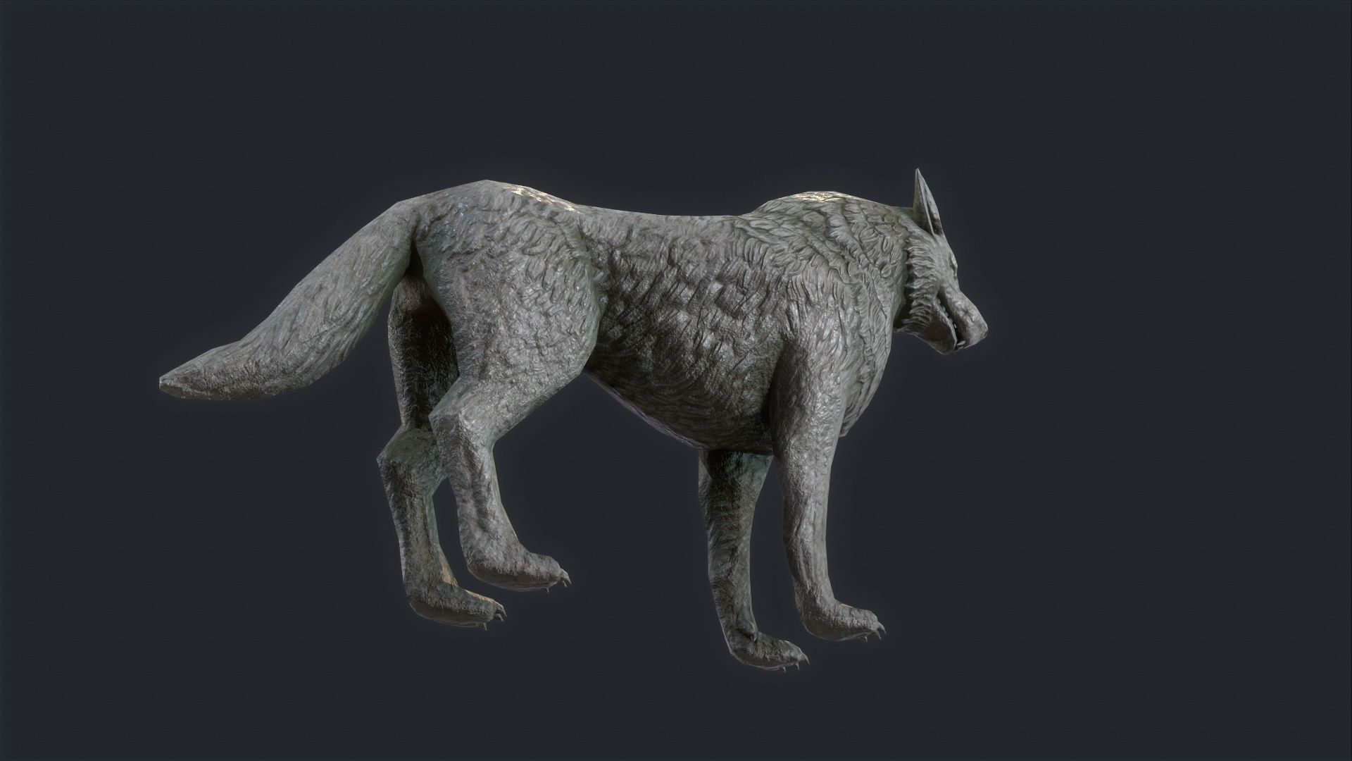  Wolf Statue Low-poly 3D model_4