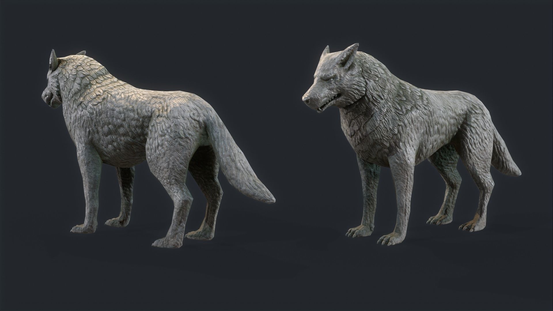  Wolf Statue Low-poly 3D model_6