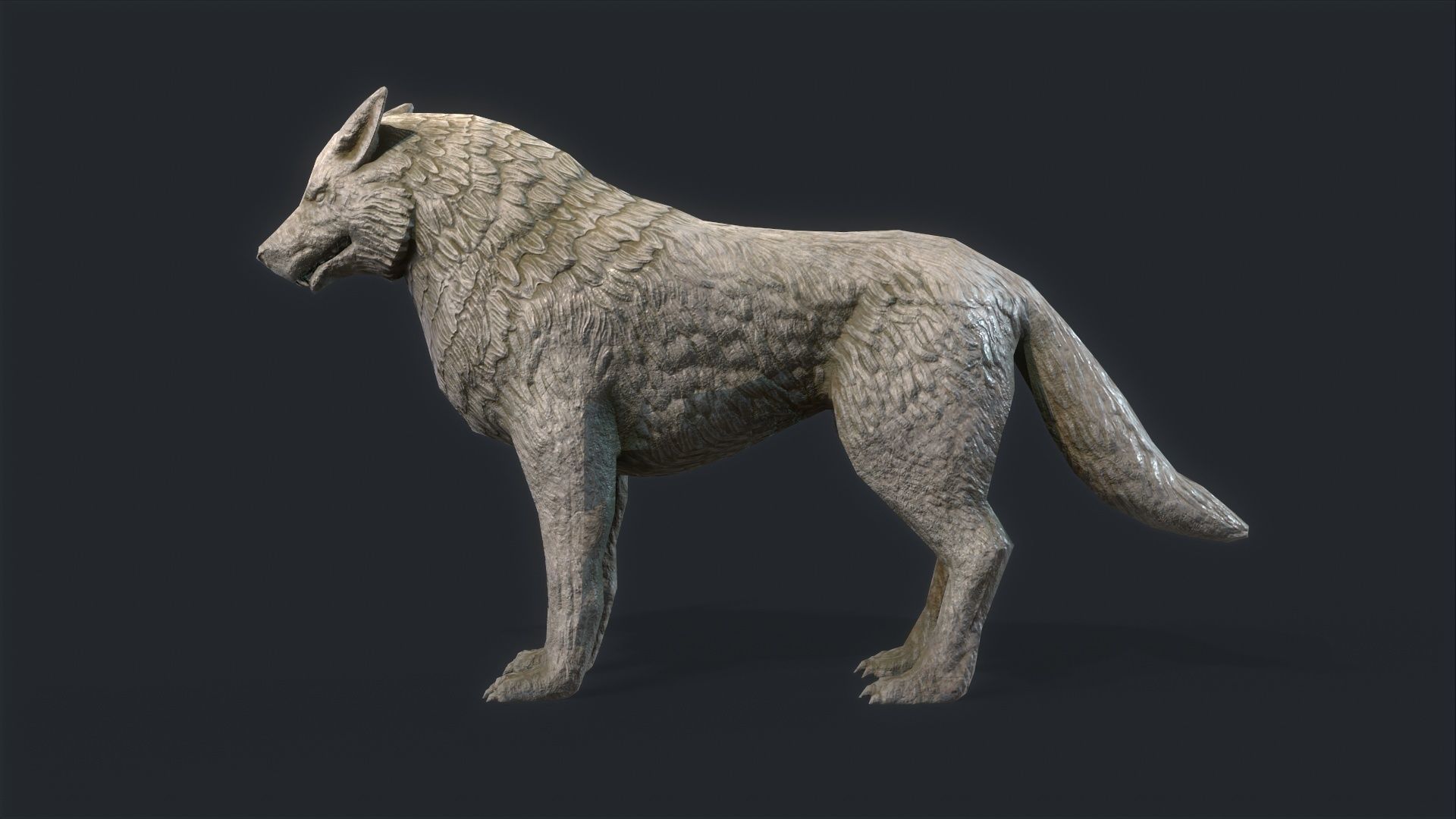  Wolf Statue Low-poly 3D model_1