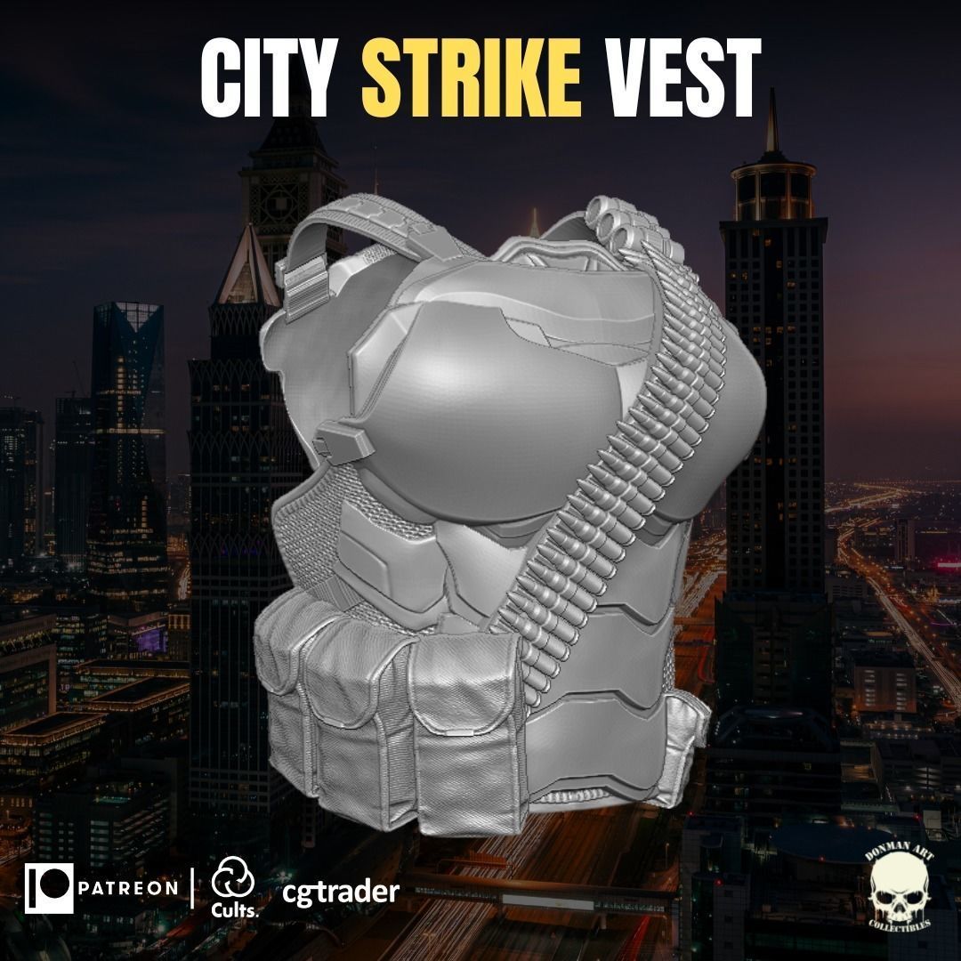City Strike Vest 3D printable File for Action Figures 3D print model_12