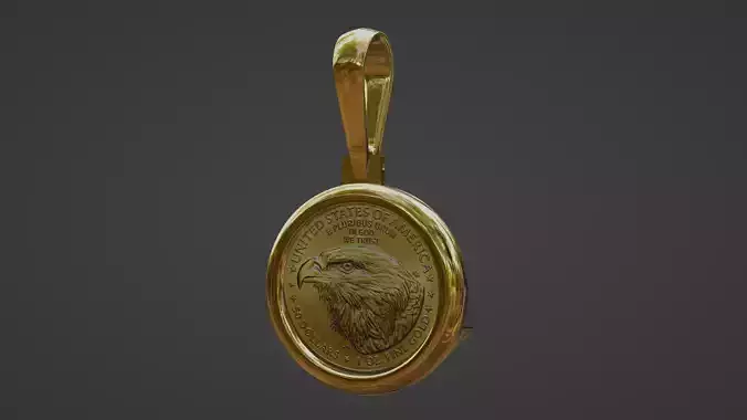 Half ounce US golden eagle bezel mount swing bail set