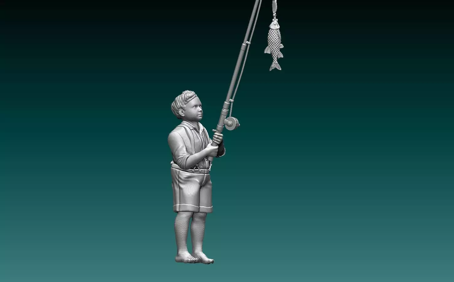 fishermen soldier holding flag 3D print model