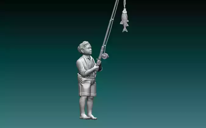 fishermen soldier holding flag 3D print model