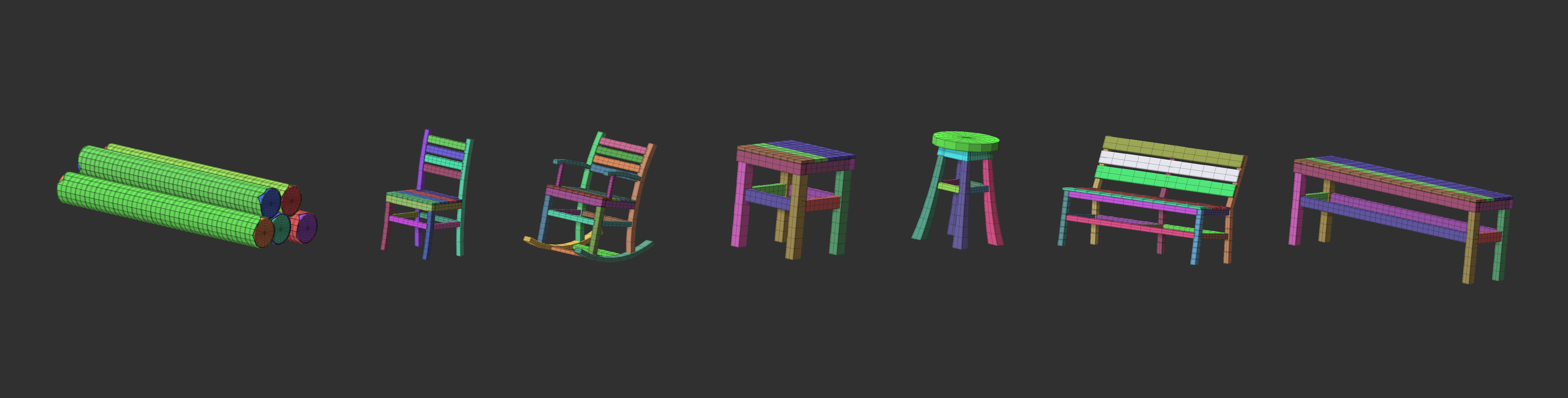 300 Low poly wooden shed house parts kitbash Zbrush IMM 3D model_21