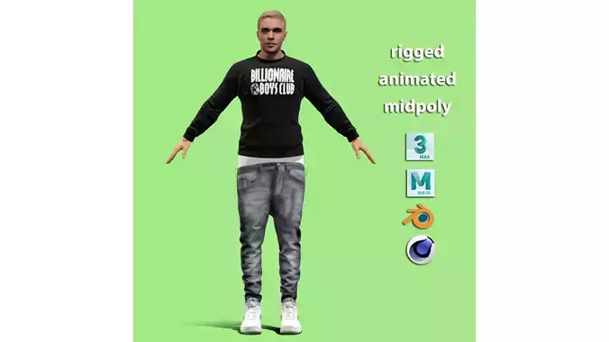 T-P Rigged Justin Bieber 3D model