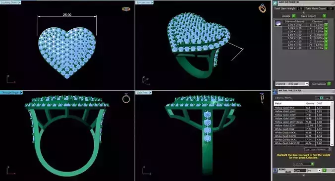 MCD-132 heart shaped diamond ring