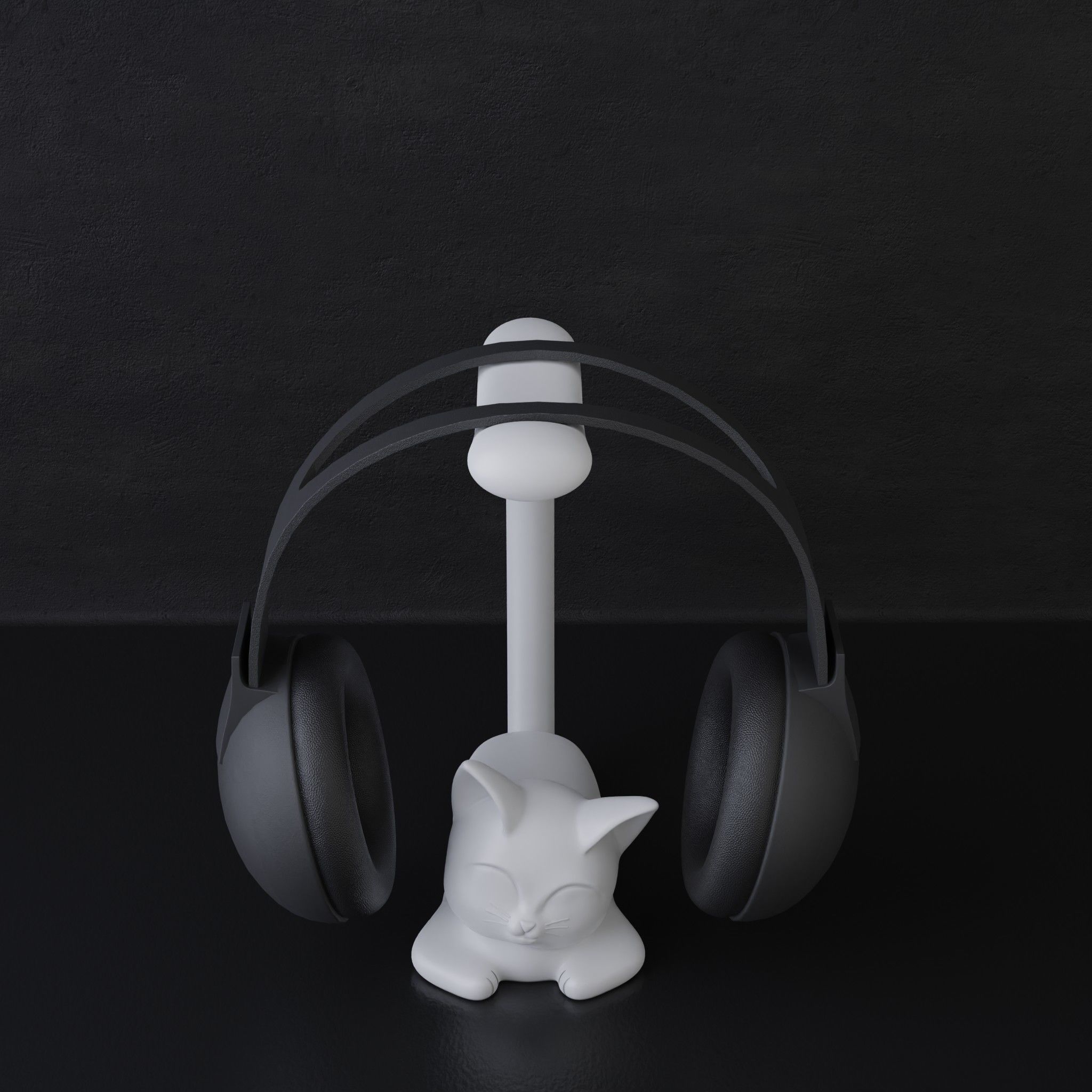 Cat headphone stand 3D print model_2