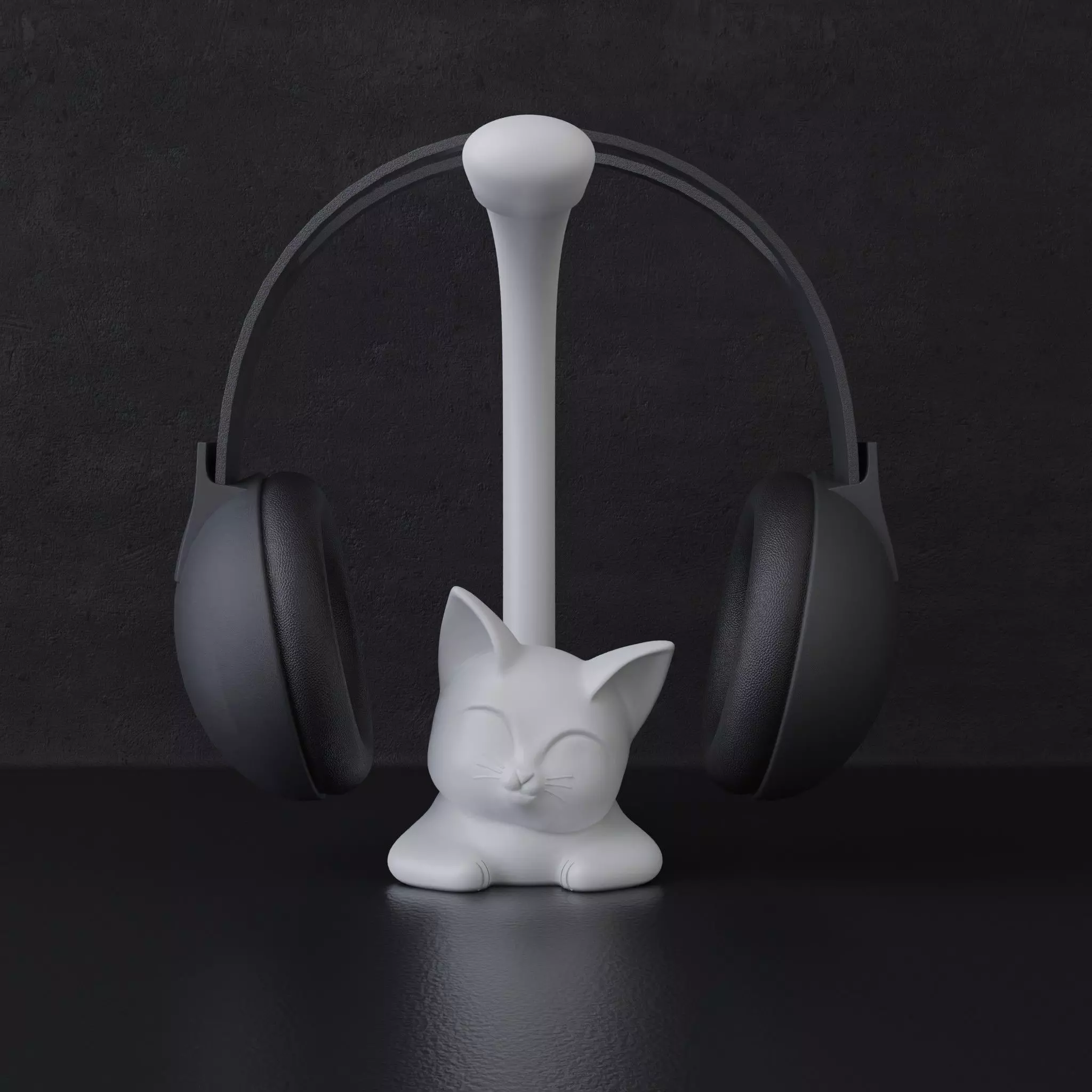Cat headphone stand 3D print model_0