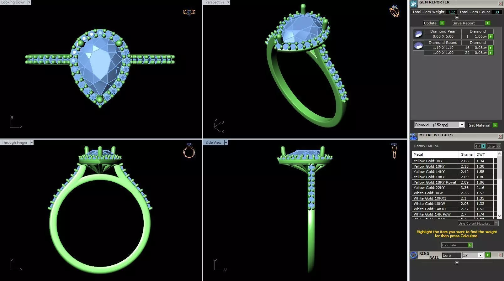 MCD-102 pear shaped engagement ring 3D print model