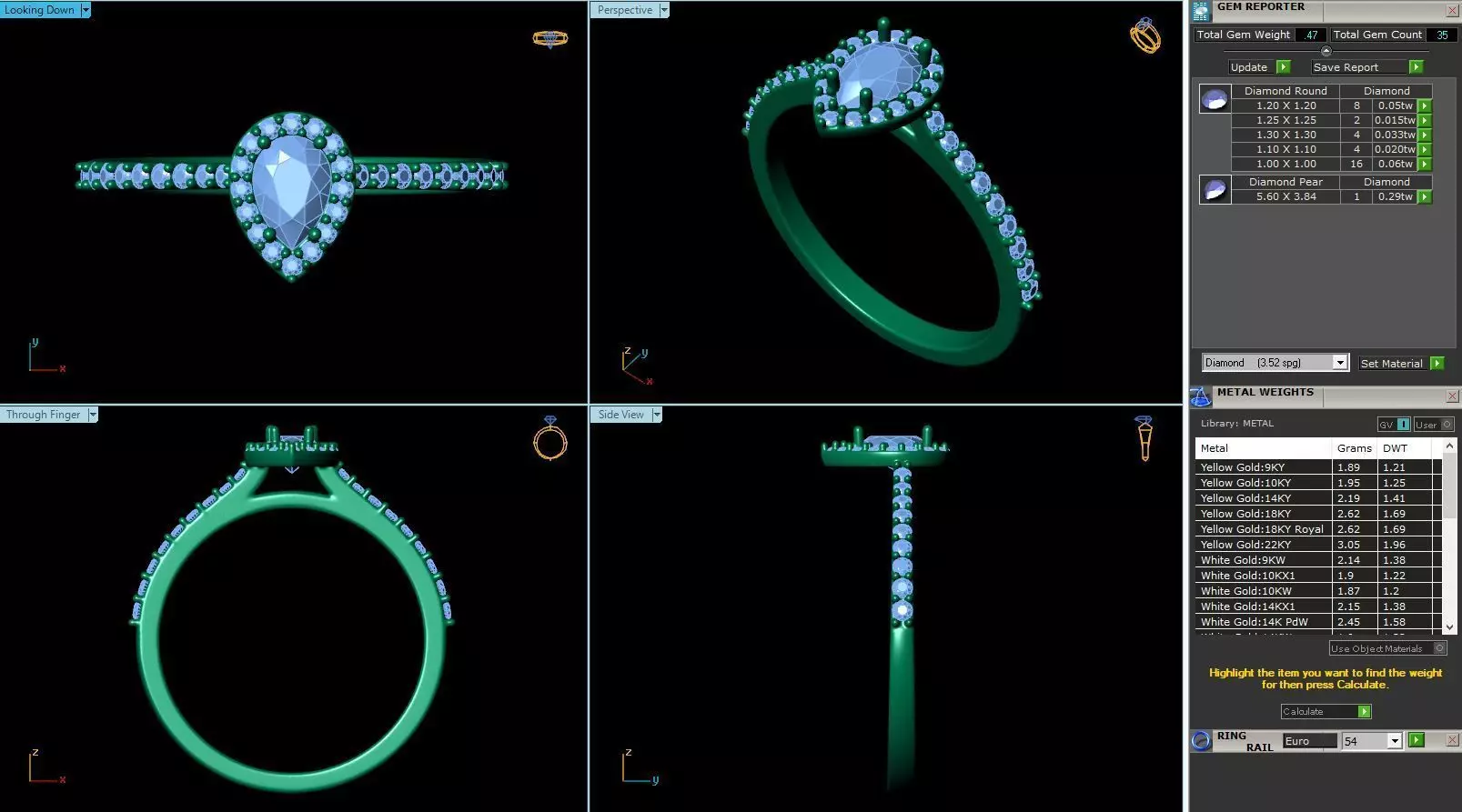 MCD-077 pear shaped engagement ring 3D print model_0