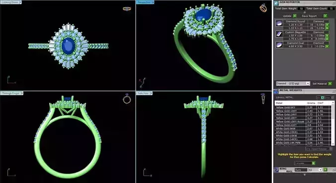 MCD-034 engagement ring with diamonds and sapphires