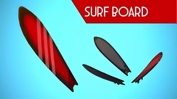 SURF BOARD 01 CARTOON STYLIZED