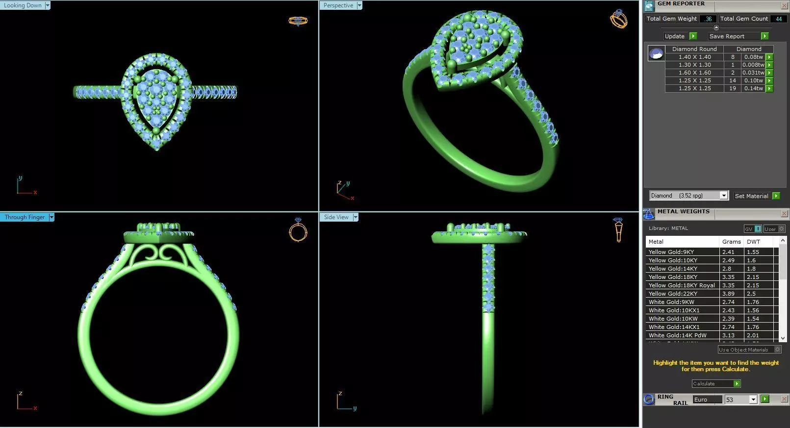 MCD-022 pear shaped engagement ring 3D print model_0