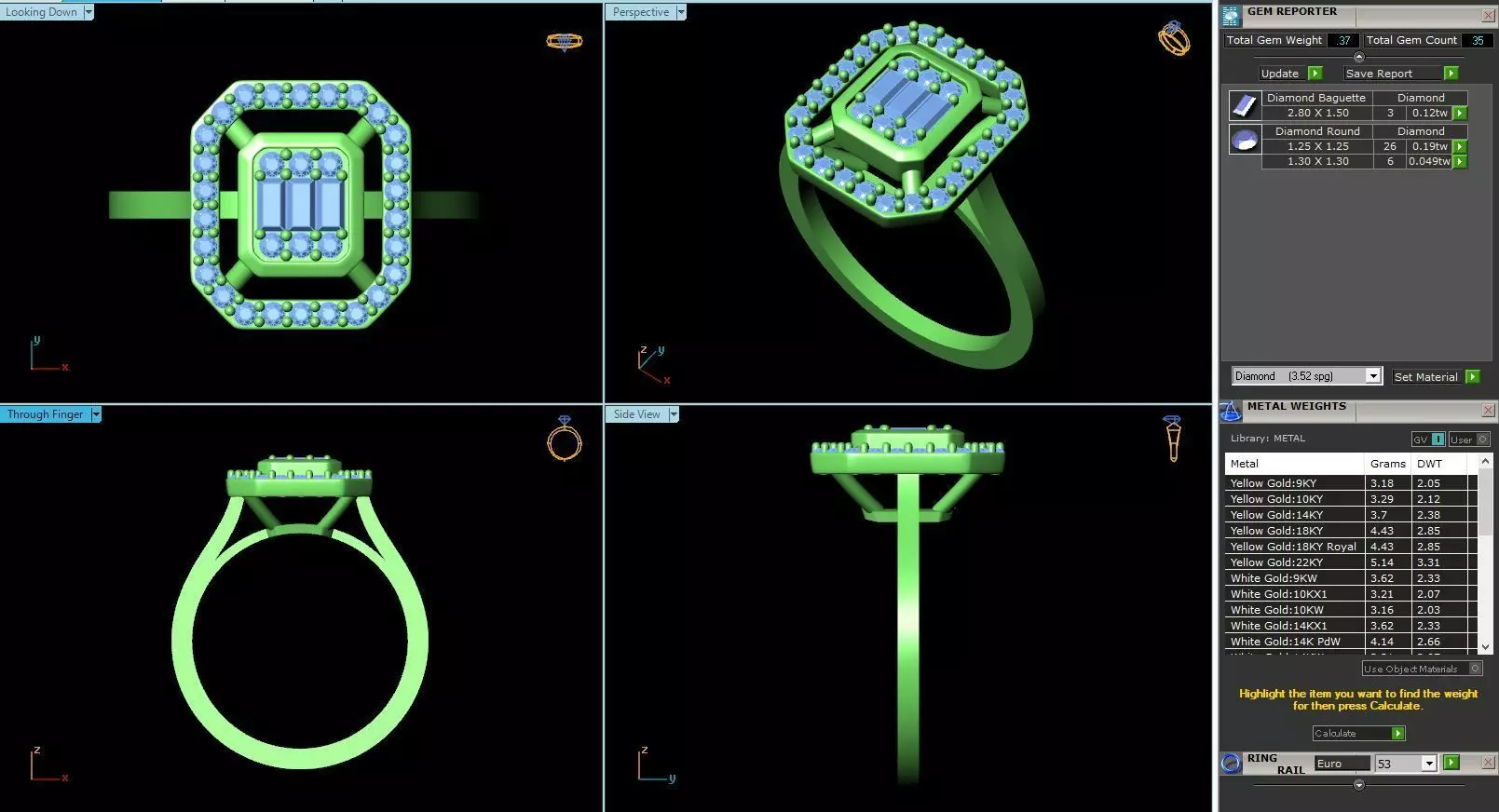 MCD-018 emerald cut engagement ring 3D print model_0