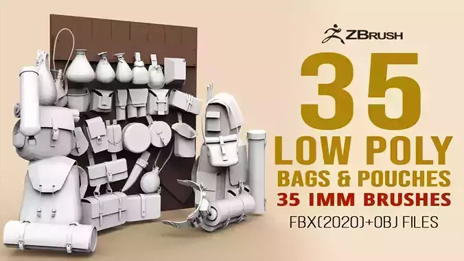 35 Low poly bags backpacks and pouches base mesh Zbrush IMM set 3D model 35 Low poly bags backpacks and pouches base mesh Zbrush IMM set 3D model